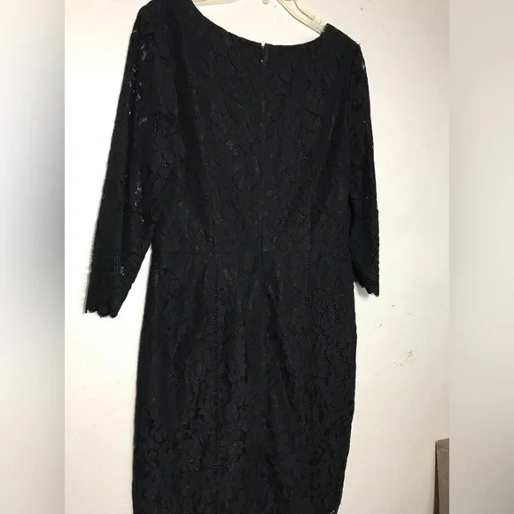 Talbots Black Lace Midi Dress 12 - Picture 3 of 8